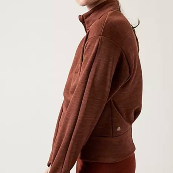 Athleta Half Zip Altitude Polartec Fleece Crop Mock Neck Sweatshirt Rust - Picture 4 of 15